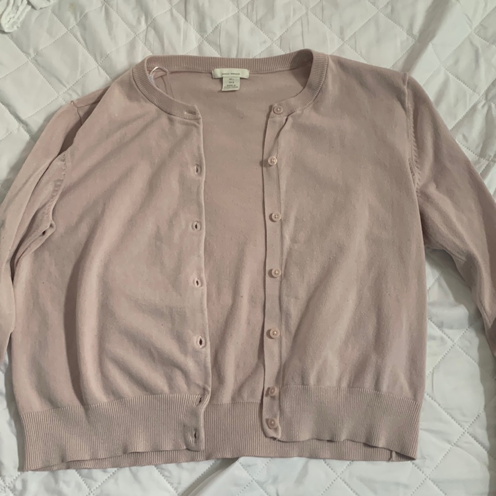 Pink button up h&m cardigan